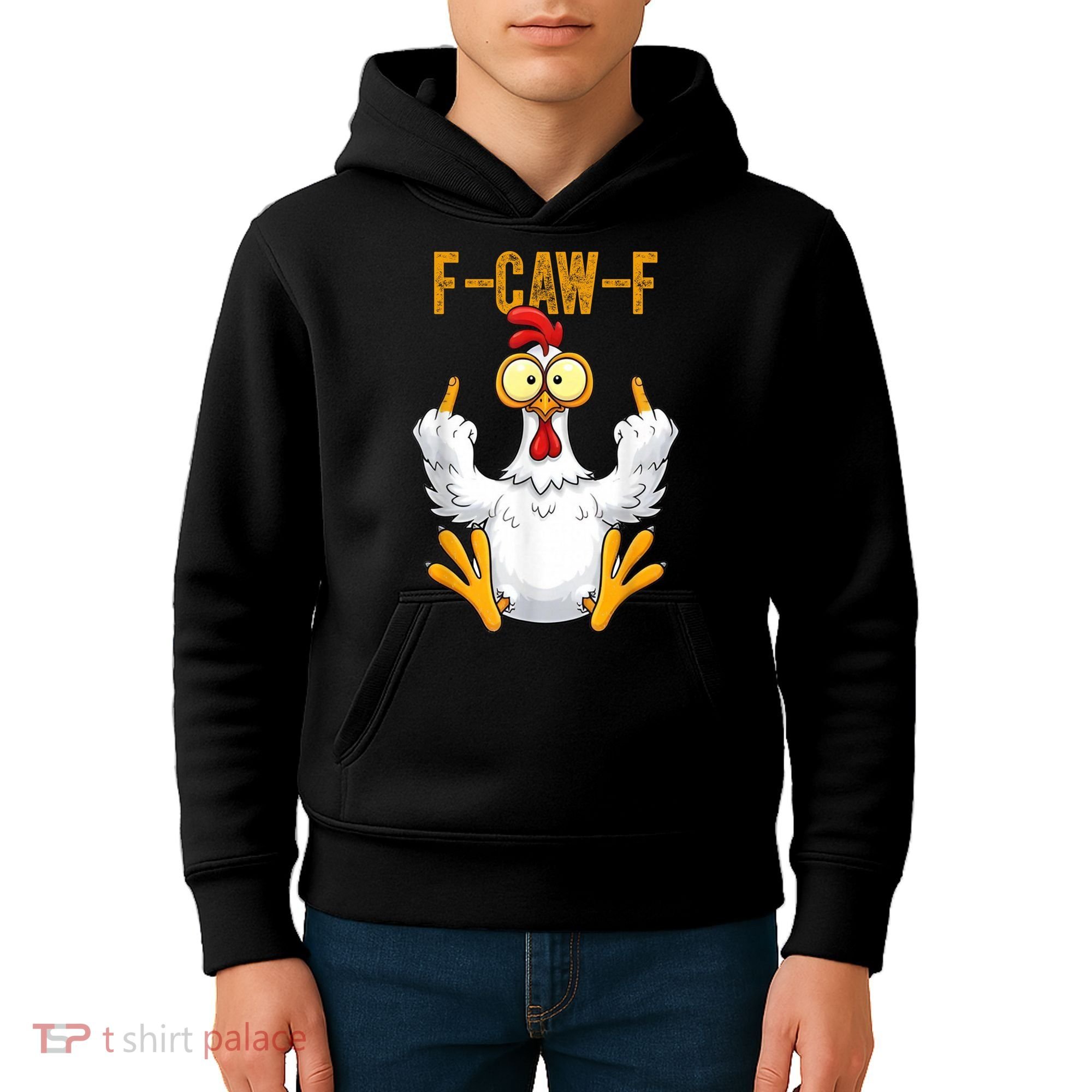 F-Caw-F Rooster Meme Middle Finger Chicken Funny Kids Hoodie