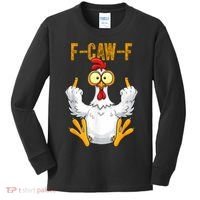 F-Caw-F Rooster Meme Middle Finger Chicken Funny Kids Long Sleeve Shirt thumb 0
