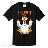 F-Caw-F Rooster Meme Middle Finger Chicken Funny Kids T-Shirt thumb 0