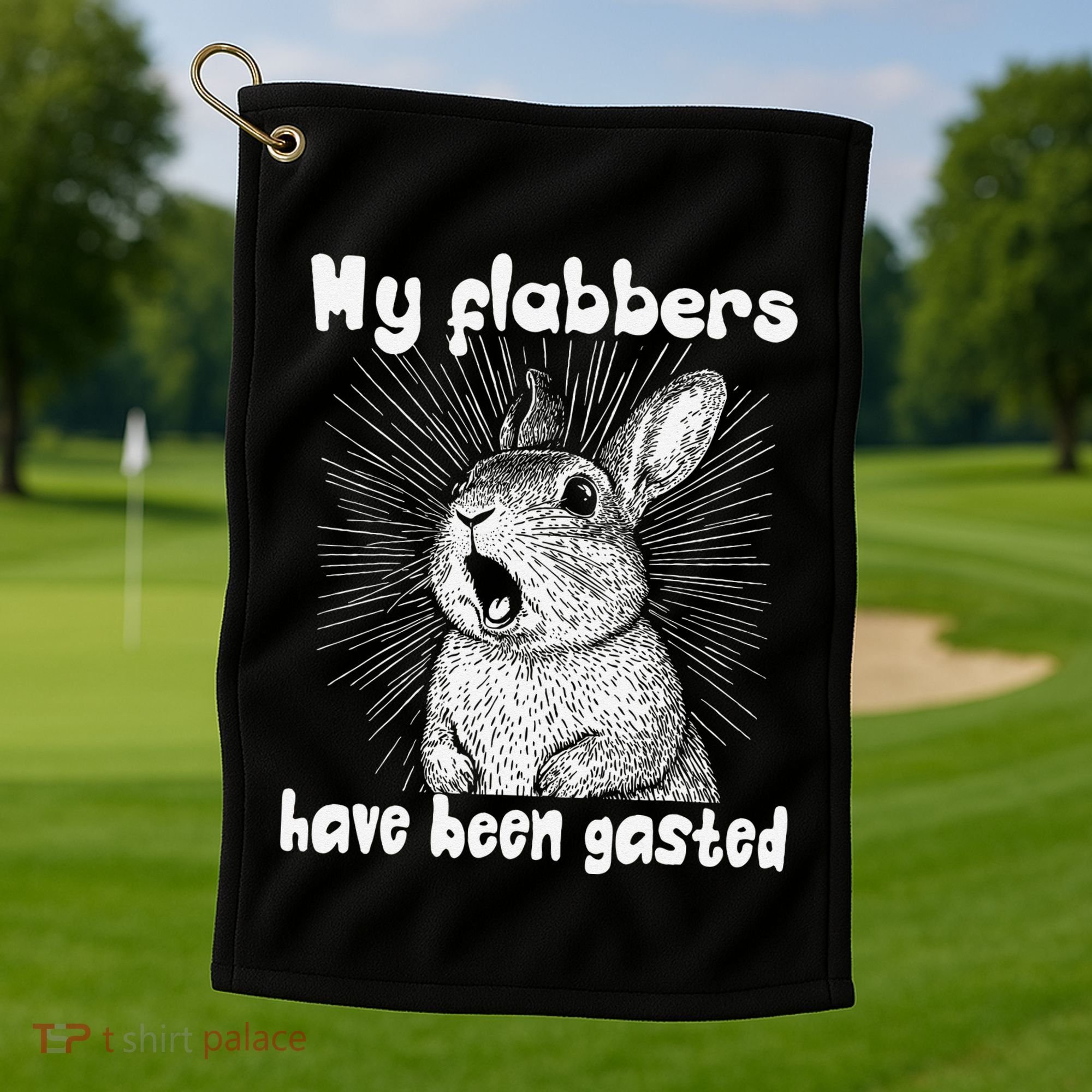 Funny Rabbit My Flabbers Have Been Gasted Retro Graphic Cute Golf Towel