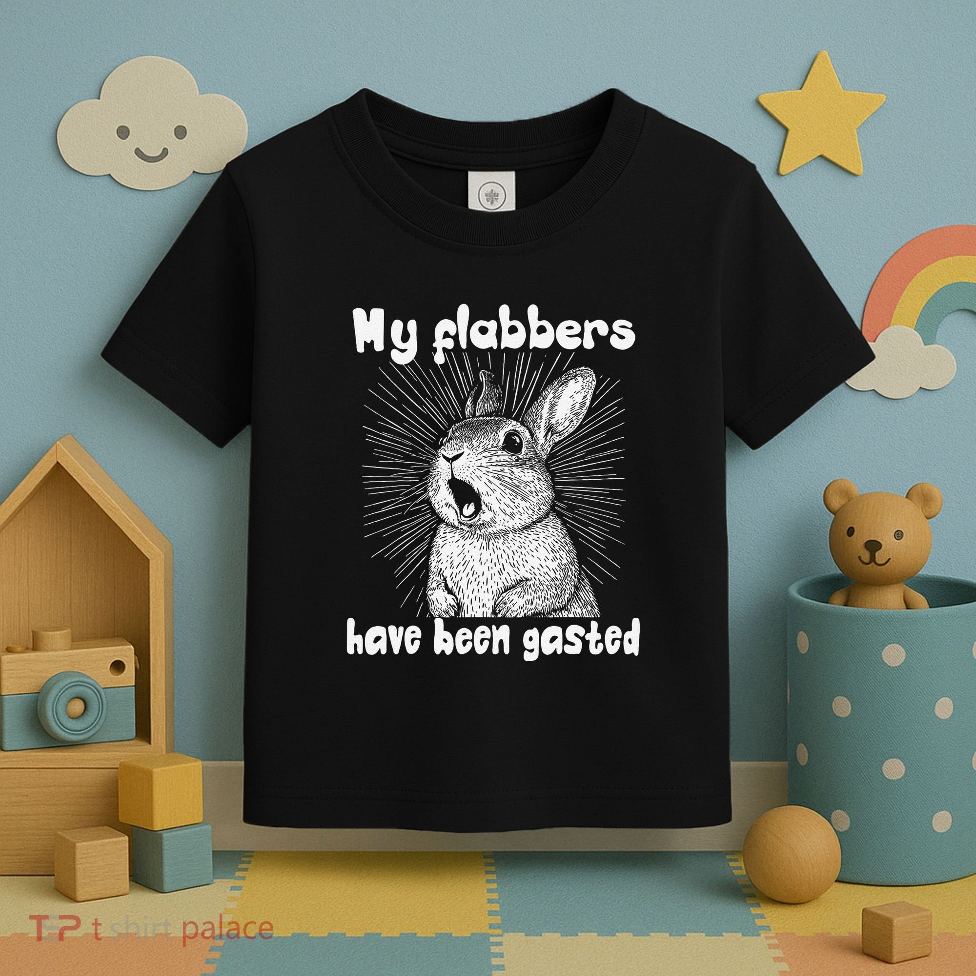 Funny Rabbit My Flabbers Have Been Gasted Retro Graphic Cute Toddler T-Shirt