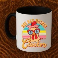 Funny Retro Mothers Day One Bad Mother Clucker Chicken Coffee Mug thumb 2