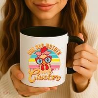 Funny Retro Mothers Day One Bad Mother Clucker Chicken Coffee Mug thumb 3