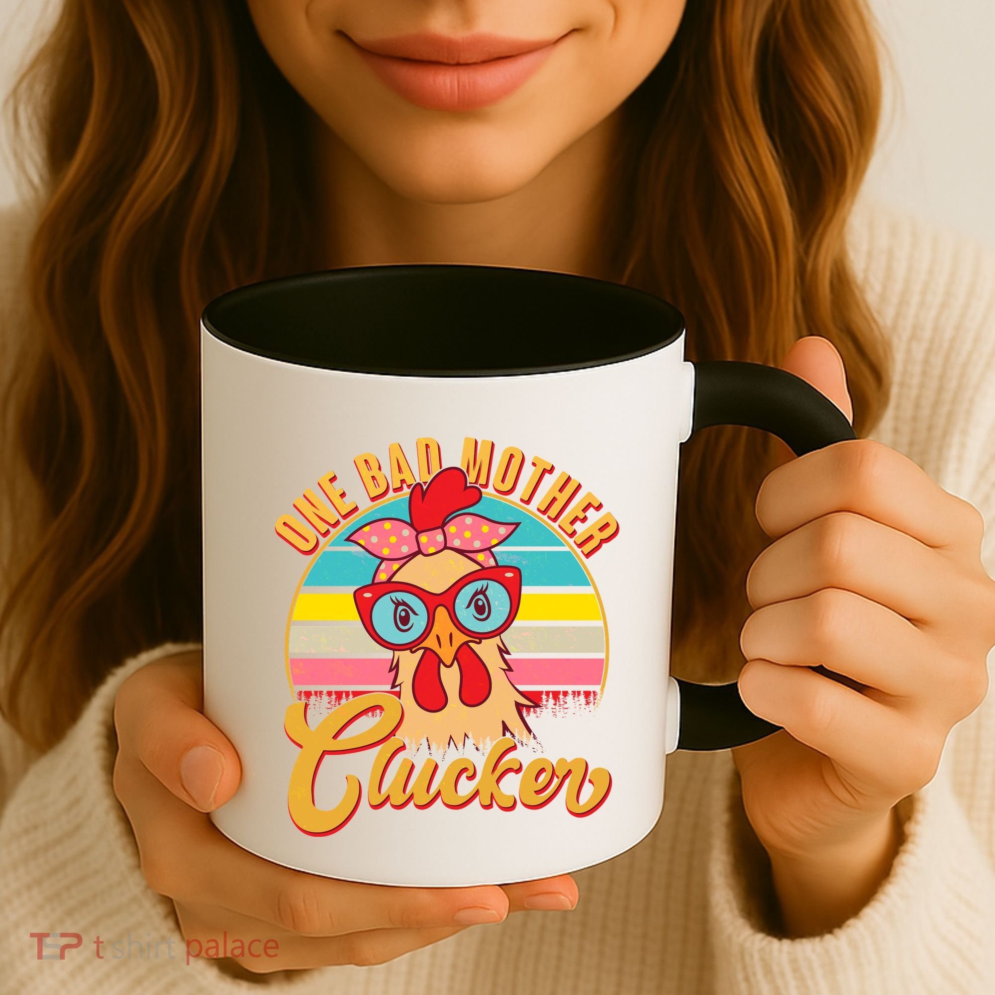 Funny Retro Mothers Day One Bad Mother Clucker Chicken Coffee Mug