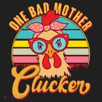 Funny Retro Mothers Day One Bad Mother Clucker Chicken Beanie thumb 2