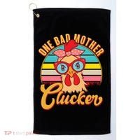 Funny Retro Mothers Day One Bad Mother Clucker Chicken Golf Towel thumb 0
