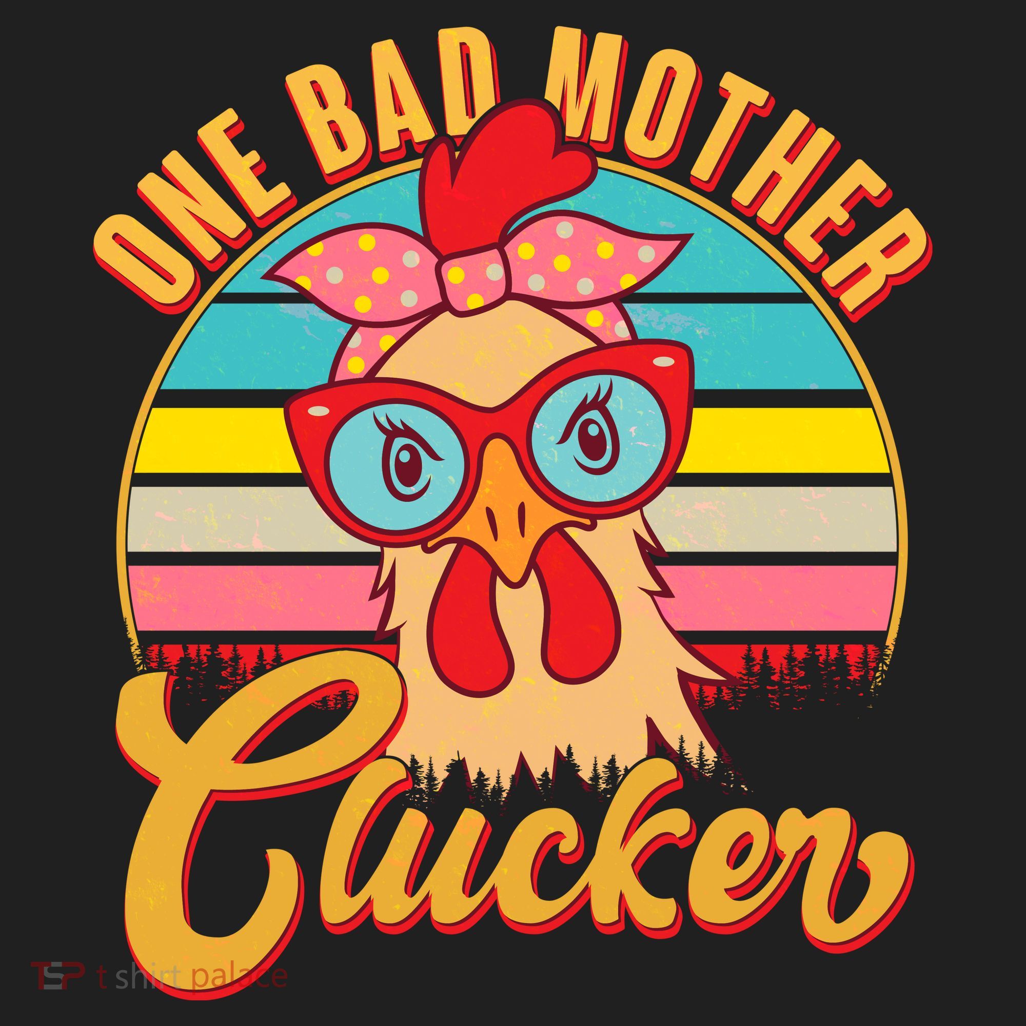 Funny Retro Mothers Day One Bad Mother Clucker Chicken Golf Towel