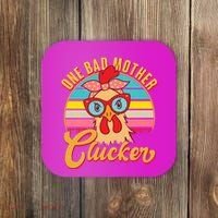 Funny Retro Mothers Day One Bad Mother Clucker Chicken Coaster thumb 0