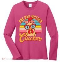 Funny Retro Mothers Day One Bad Mother Clucker Chicken Women's Long Sleeve Shirt thumb 0