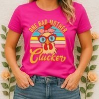 Funny Retro Mothers Day One Bad Mother Clucker Chicken Women's T-Shirt thumb 2