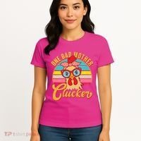 Funny Retro Mothers Day One Bad Mother Clucker Chicken Women's T-Shirt thumb 4