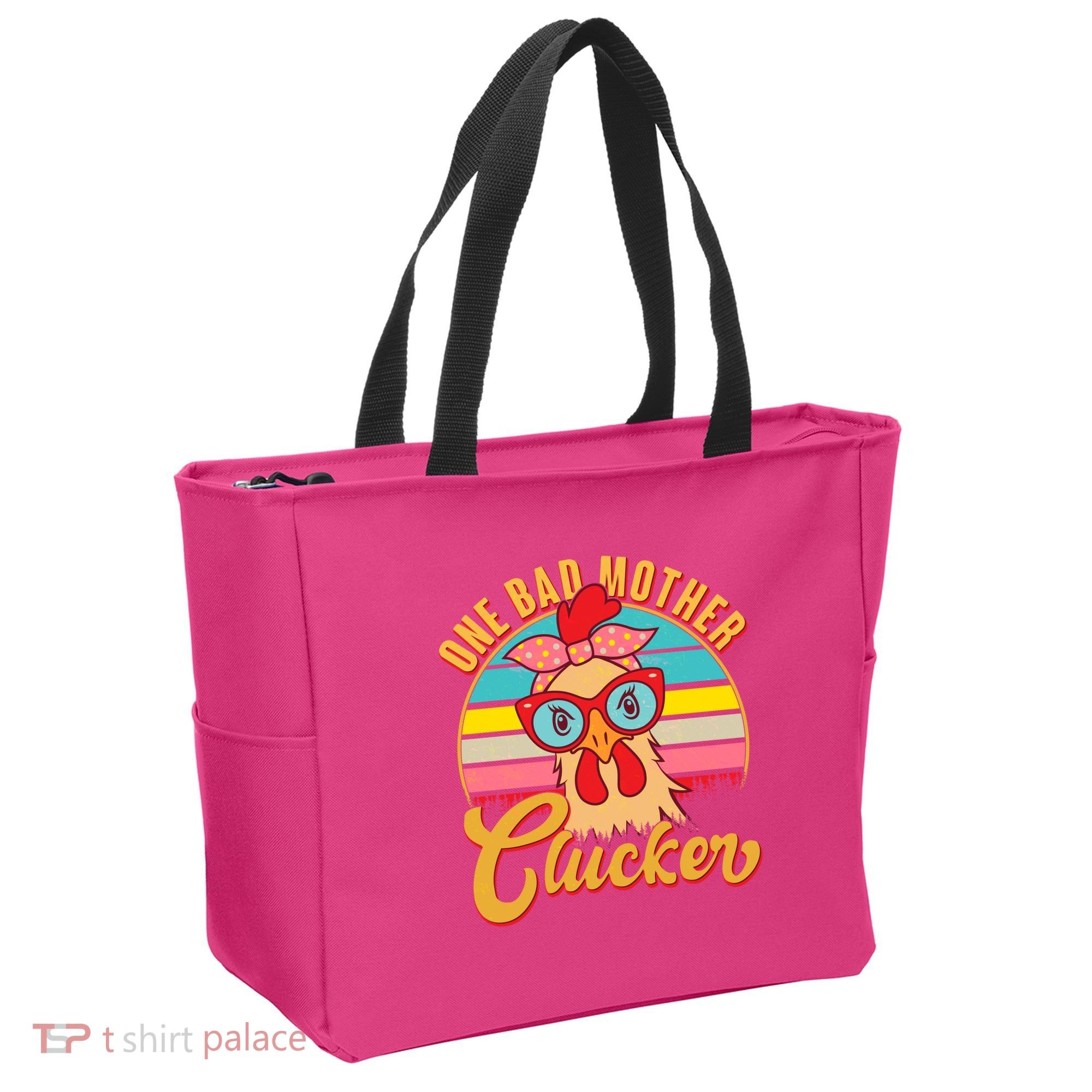 Funny Retro Mothers Day One Bad Mother Clucker Chicken Tote Bag