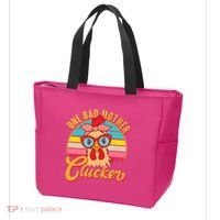 Funny Retro Mothers Day One Bad Mother Clucker Chicken Tote Bag thumb 3