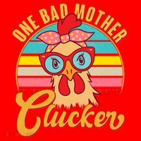 Funny Retro Mothers Day One Bad Mother Clucker Chicken Santa Hat thumb 1