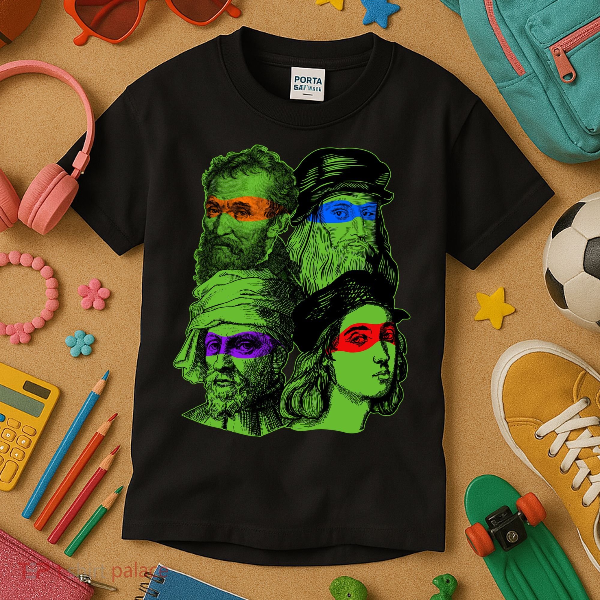 Funny Renaissance Ninja Painters Kids T-Shirt