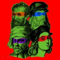 Funny Renaissance Ninja Painters Santa Hat thumb 1