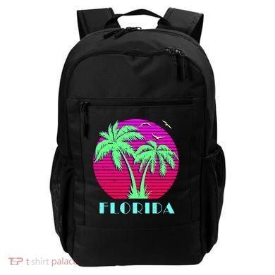 Florida Retro Neon Palm Trees Sunset Backpack