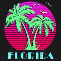 Florida Retro Neon Palm Trees Sunset Backpack thumb 2