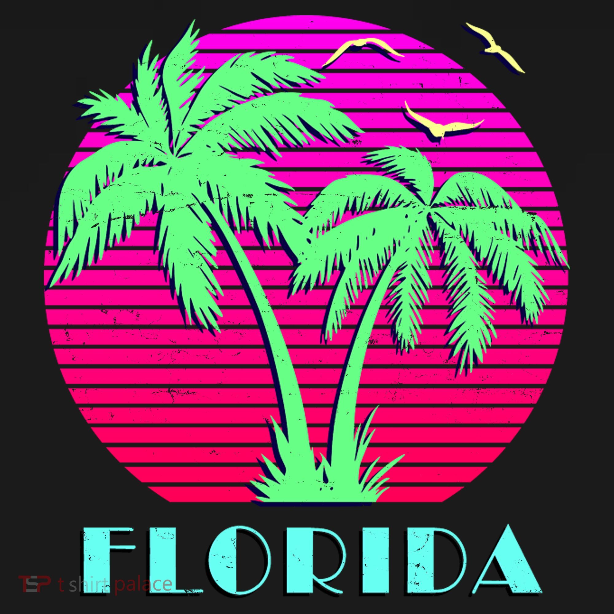 Florida Retro Neon Palm Trees Sunset Backpack
