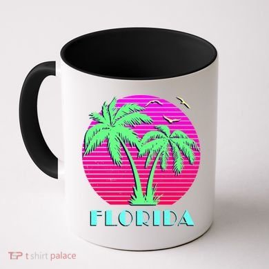 Florida Retro Neon Palm Trees Sunset Coffee Mug