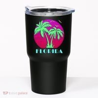 Florida Retro Neon Palm Trees Sunset Tumbler thumb 0