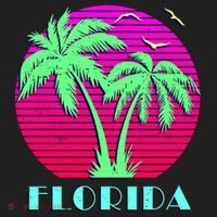 Florida Retro Neon Palm Trees Sunset Tumbler thumb 3