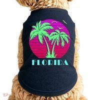 Florida Retro Neon Palm Trees Sunset Doggie Tank thumb 0