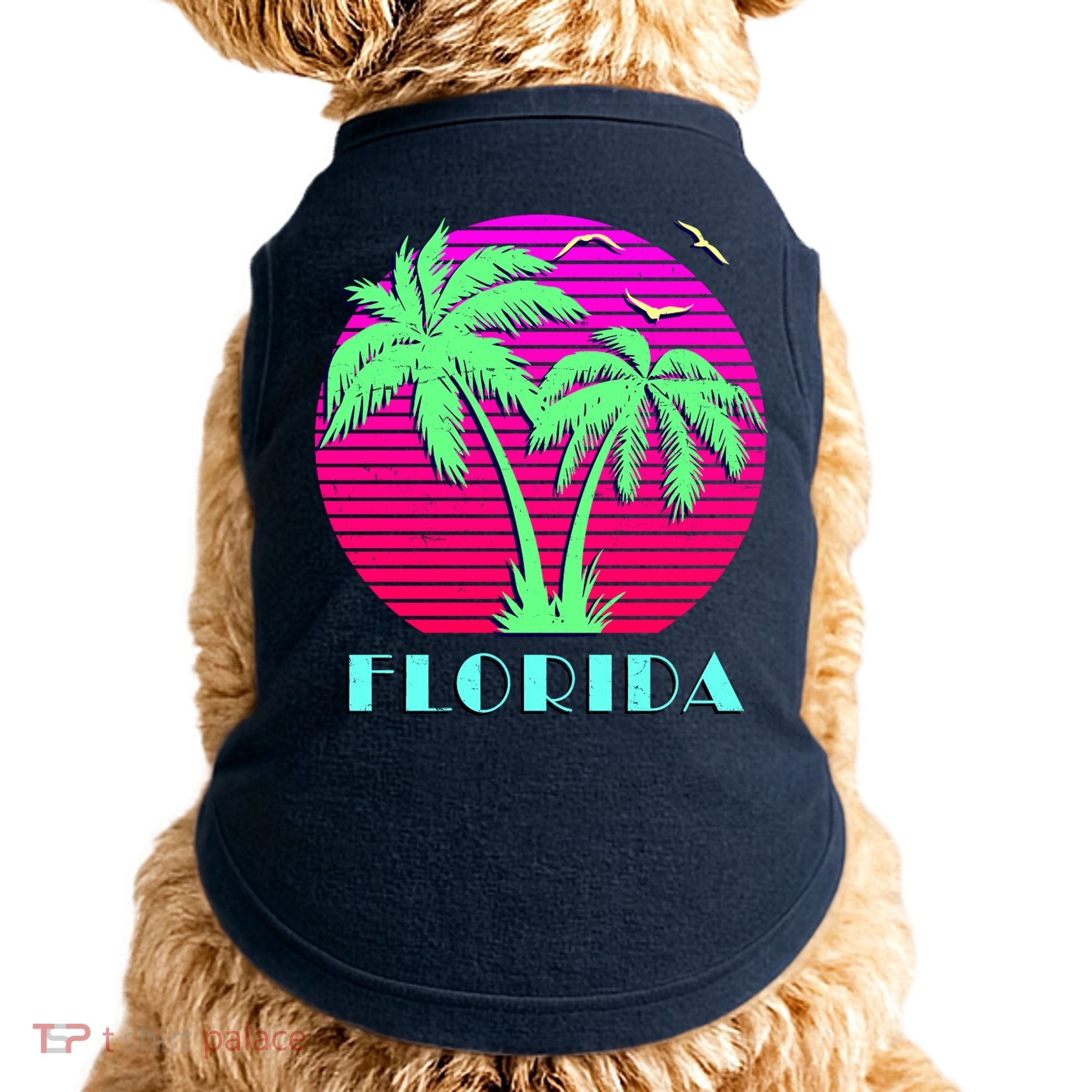 Florida Retro Neon Palm Trees Sunset Doggie Tank