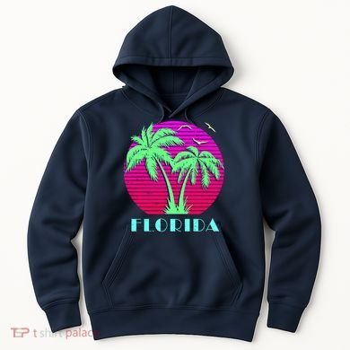Florida Retro Neon Palm Trees Sunset Hoodie