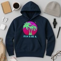 Florida Retro Neon Palm Trees Sunset Hoodie thumb 3
