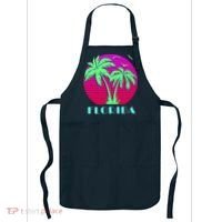 Florida Retro Neon Palm Trees Sunset Apron thumb 0