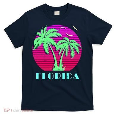 Florida Retro Neon Palm Trees Sunset T-Shirt