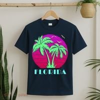 Florida Retro Neon Palm Trees Sunset T-Shirt thumb 2