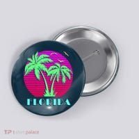 Florida Retro Neon Palm Trees Sunset Button thumb 0