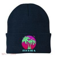 Florida Retro Neon Palm Trees Sunset Beanie thumb 0