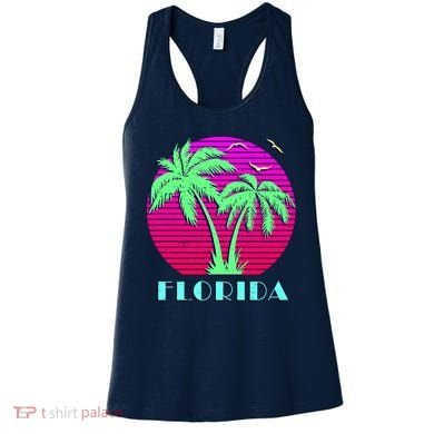 Florida Retro Neon Palm Trees Sunset Women's Tank Top