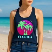 Florida Retro Neon Palm Trees Sunset Women's Tank Top thumb 2