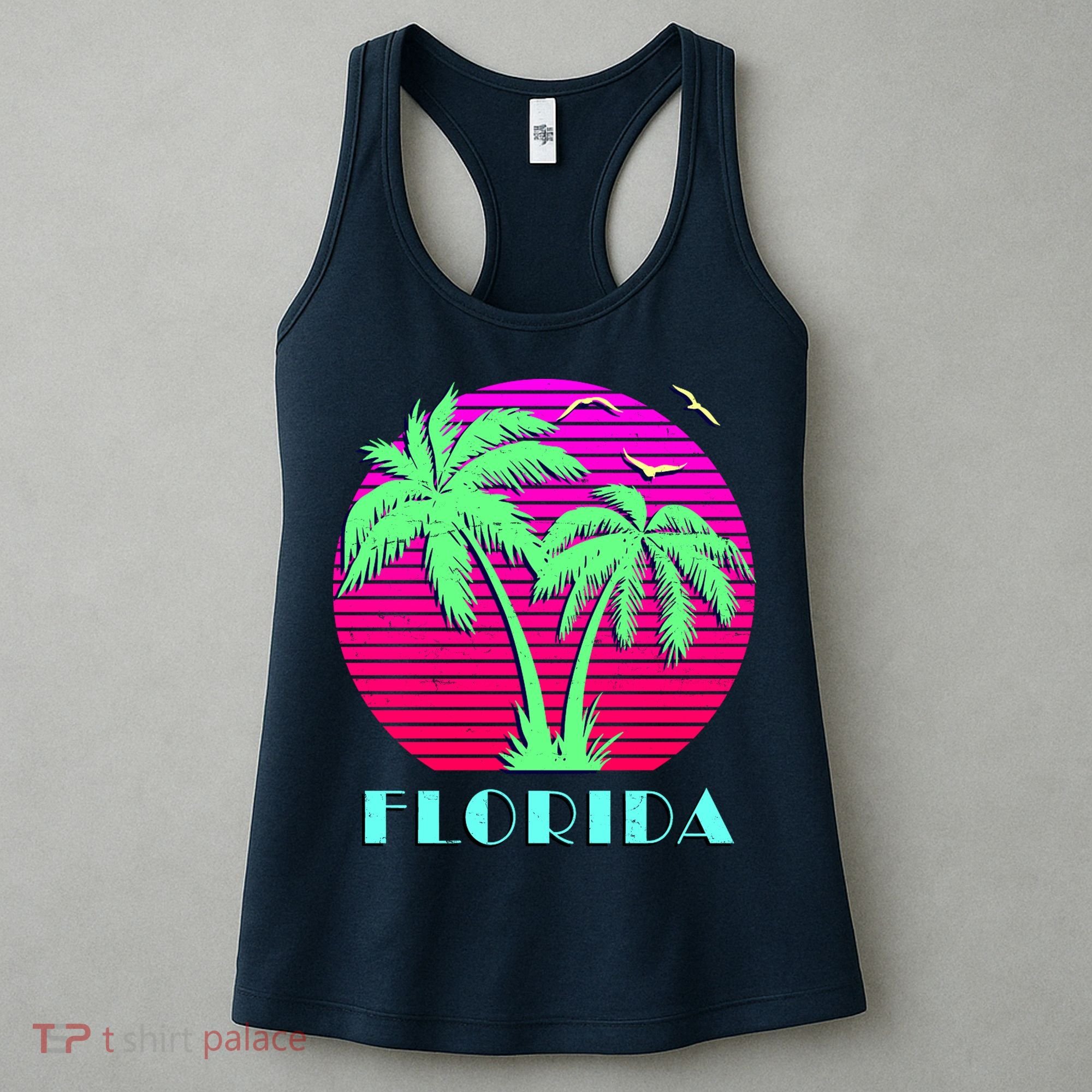 Florida Retro Neon Palm Trees Sunset Women's Tank Top