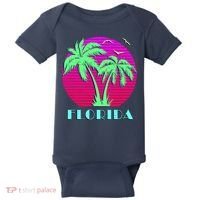 Florida Retro Neon Palm Trees Sunset Baby Bodysuit thumb 0