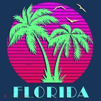 Florida Retro Neon Palm Trees Sunset Baby Bodysuit thumb 2