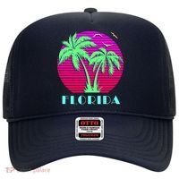 Florida Retro Neon Palm Trees Sunset Hat thumb 0