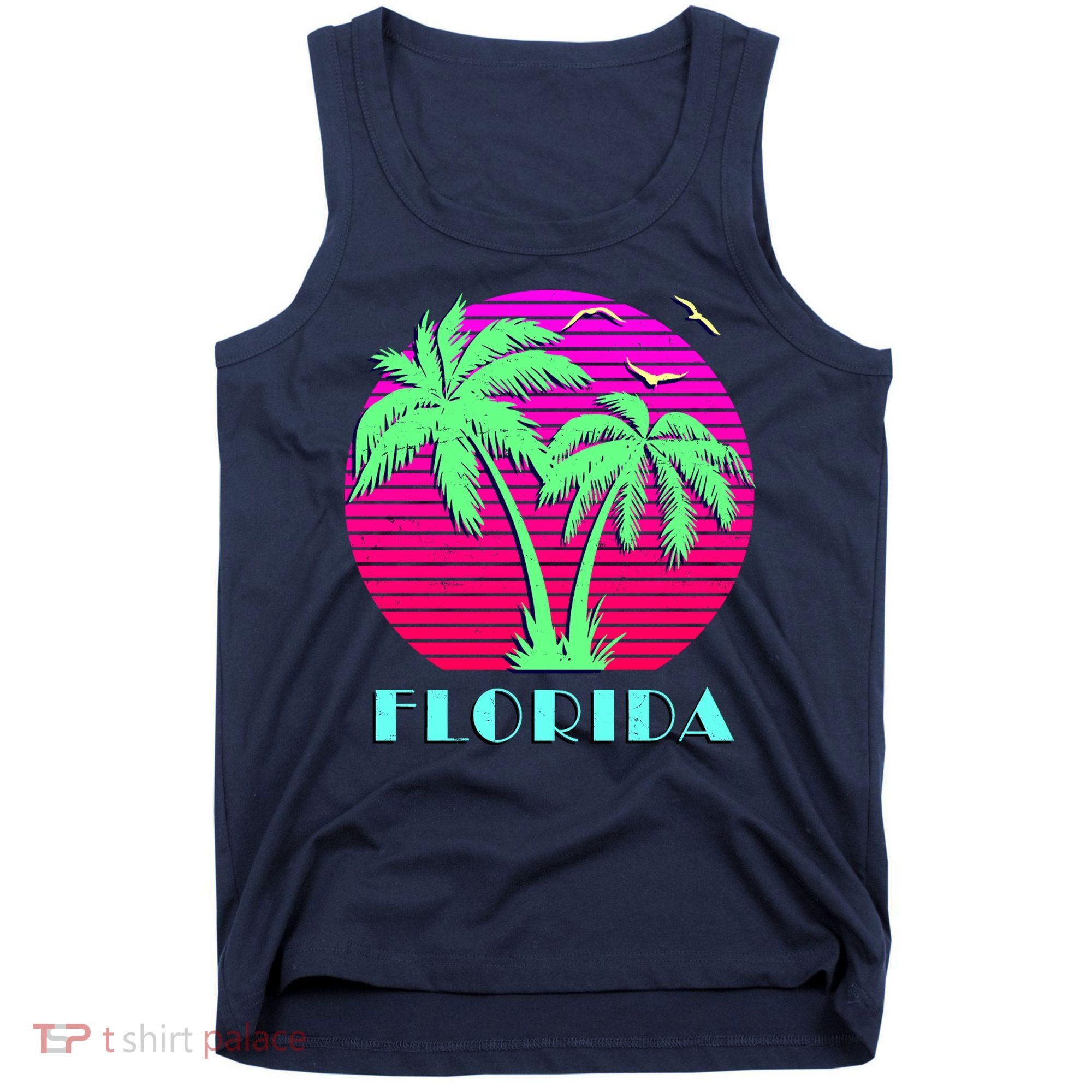 Florida Retro Neon Palm Trees Sunset Tank Top