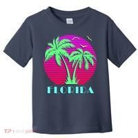 Florida Retro Neon Palm Trees Sunset Toddler T-Shirt thumb 0