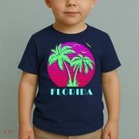 Florida Retro Neon Palm Trees Sunset Toddler T-Shirt thumb 2