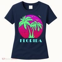 Florida Retro Neon Palm Trees Sunset Women's T-Shirt thumb 0