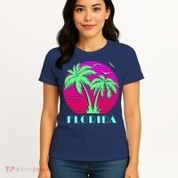 Florida Retro Neon Palm Trees Sunset Women's T-Shirt thumb 4