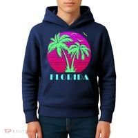Florida Retro Neon Palm Trees Sunset Kids Hoodie thumb 4