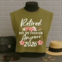 Floral Retired Not My Problem Anymore 2026 Garment-Dyed Women's Muscle Tee thumb 3