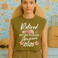 Floral Retired Not My Problem Anymore 2026 Garment-Dyed Women's Muscle Tee thumb 4