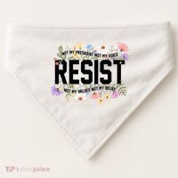 Floral Resist Not My President Antitrump USA-Made Doggie Bandana thumb 0